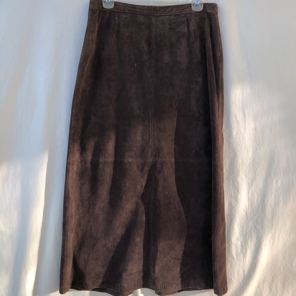 Vintage Suede Brown Maxi Skirt - Picture 2 of 9